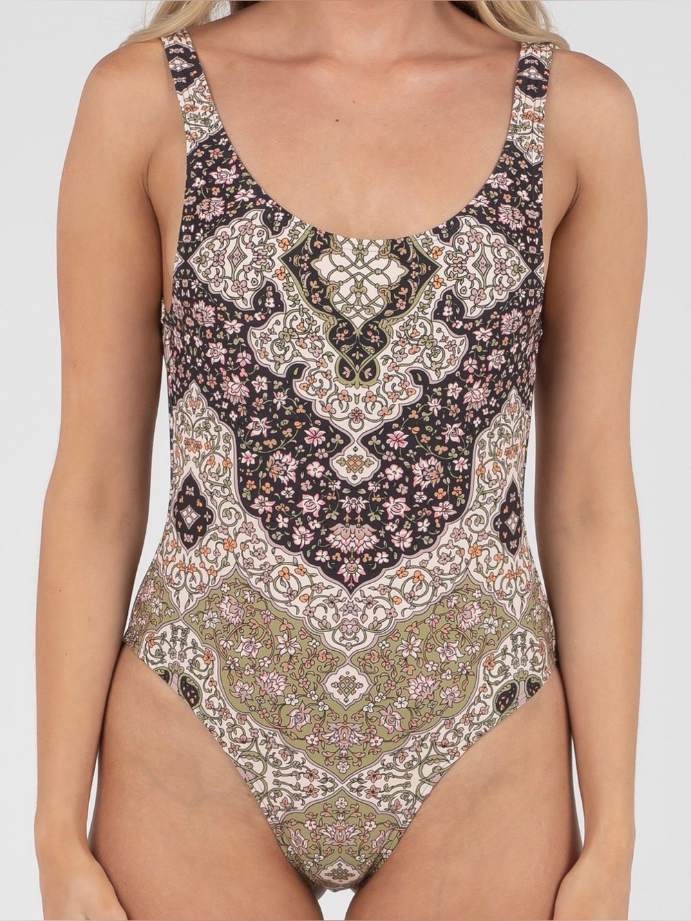 BILLABONG Paisley One-Piece in Black & Green Size Medium NWT